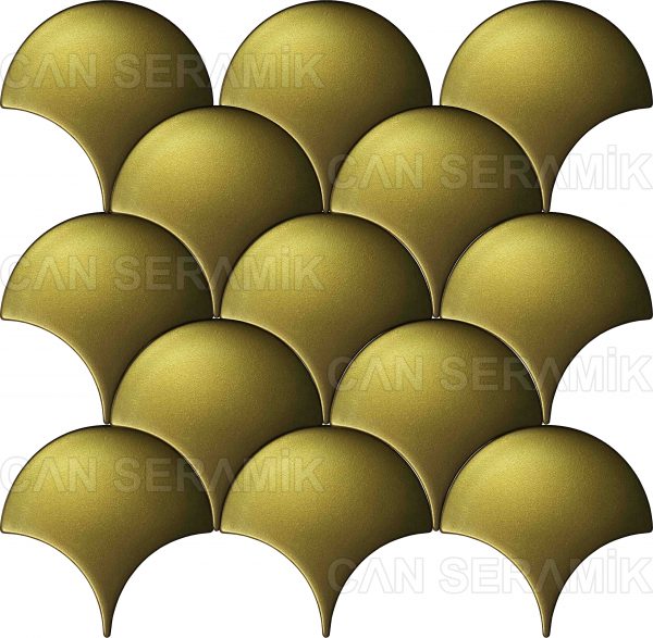 Mat Altın Kaplama Balık Pulu Desenli Çini Karo Damla Şeklinde Kabartmalı Seramik Karolar Özel Desenli Çini Karo Fiyatları 3D Seramik