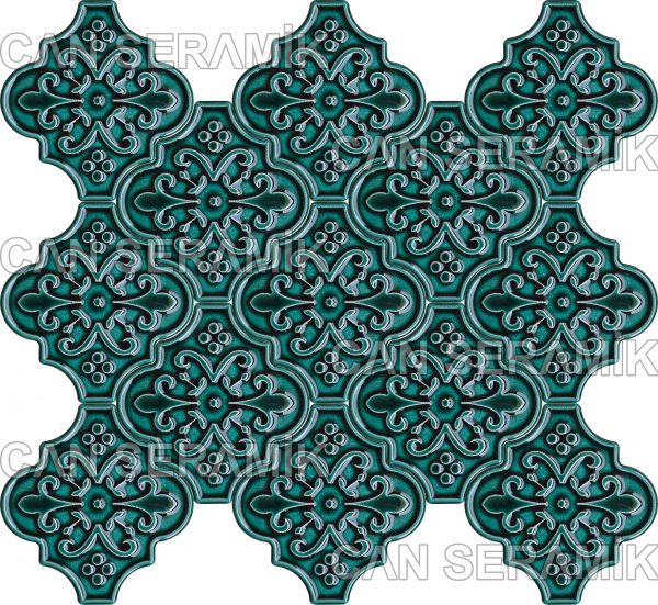 Arabesk Desenli Çini Karo Desenleri Rölyefli Seramik Kabartmalı Seramik Özel Desenli Çini Kabartmalı Çini 3D Seramik Üç Boyutlu Seramik Karo