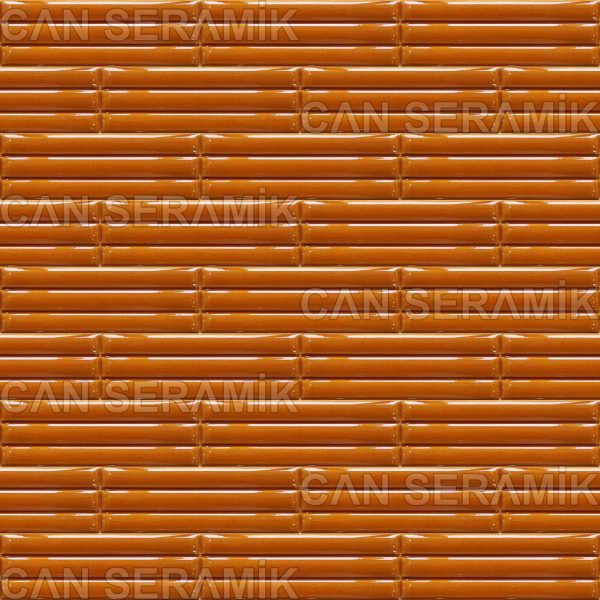 Karamel Renkli Bambu Şekilli Çini Karo Seramik Karolar 3D Görünümlü Sırlı Çini Karo Örnekleri Özel Üç Boyutlu Çini Karo Modelleri Fiyatları